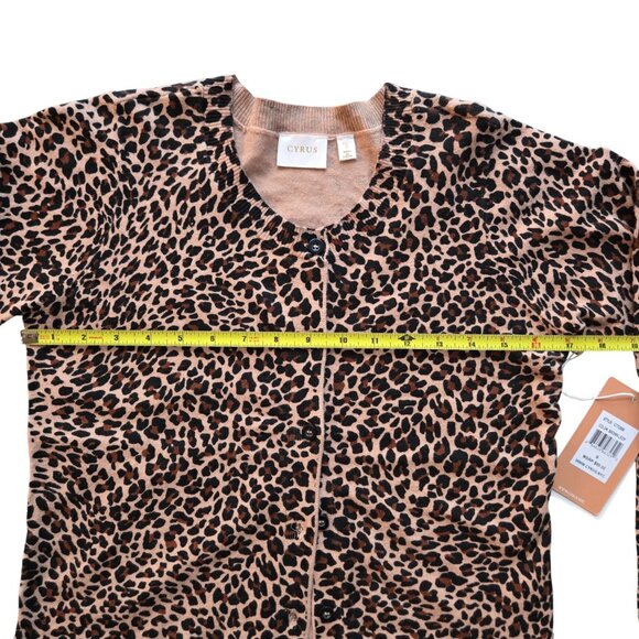 Cyrus Brown Leopard Print Soft Button Front Long Sleeve Cardigan Women Small NWT - Picture 6 of 9